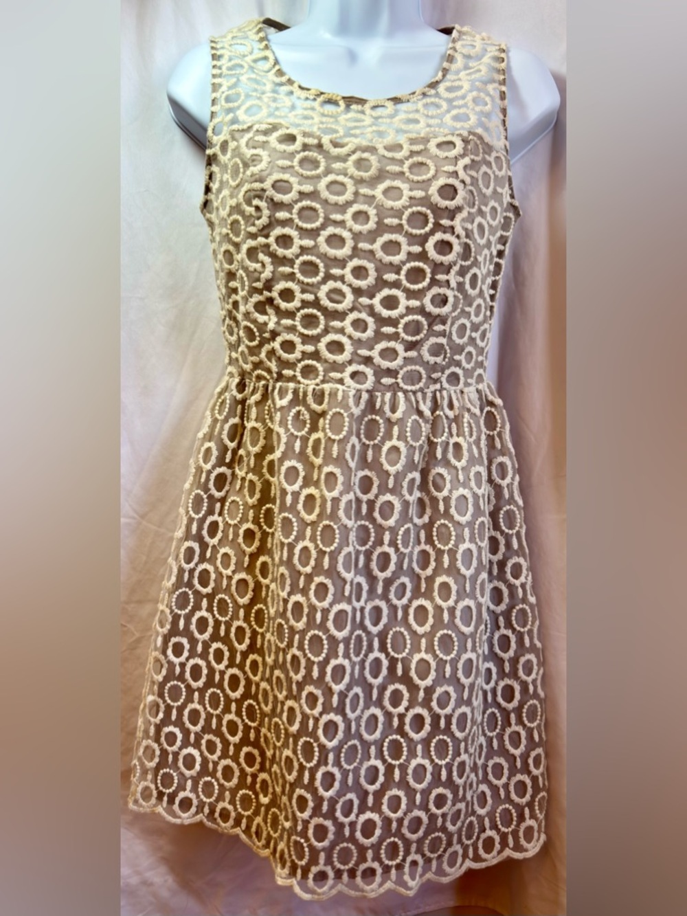 tea n rose Cream Embroidered Circle Lace Dress